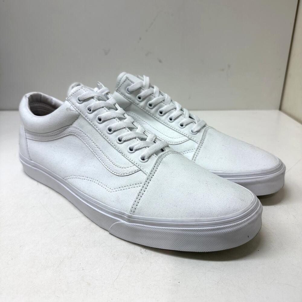 NWOT Vans Canvas Old Skool True Triple White Skate Shoes Streetwear Men's 15 D